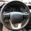 Coprivolante per auto cucito a mano nero fai-da-te per Toyota Fortuner 2016-2019 Hilux 2015-2019242D