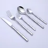 Dinnerware Sets 24/30 Pieces Bamboo Gold Cutlery Set Tableware Mirror Polish Silver Dinner Knives Dessert Forks Drop