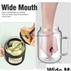 Tumblers 50 Unzen Glas Tumbler mit Bambusdeckel und St Wasserflaschen Griff Sile Sleeve Wiederverwendbare Becher Tasse JY18 Drop Lieferung Home Garden Ki Dhnd9