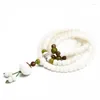 Bracelets porte-bonheur mode blanc jade perlé Bracelet Bodhi bouddhiste bouddha méditation 108 prière perle Mala multicouche collier