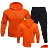 Men'S Tracksuits Sweatpants And Hoodie Set Tracksuit Men Hooded Sweatshirt Pants Plover Suit Casual Clothes Drop Delivery Apparel Me Dhbnq