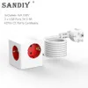 Smart Power Plugs Sandiy Multiple Smart Plug Wall Outlet EU 16A 220V Electric Extension Power Socket Adapter 3 Plug 2 USB Network Filter for Home HKD230727