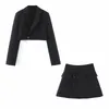 レディーススーツブレザースーツXeasy Women Blazer Clothingスカートの女性スーツTweed Leng Sleeves Short 230727