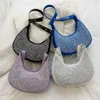 Bolsos de noche Bolsos de hombro para mujer PU Color sólido Media luna Bolso bandolera Diseñador Crystal Glitter Bolsos Señoras Bolsos para axilas 230726