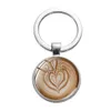 Sleutelhangers Lanyards Creatief Koffie Latte Carving Sleutelhanger Kat Dier Bloem Kunst Afdrukken Glas Kristal Sleutelhanger Prachtig cadeau voor Dhfxl