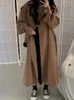 Trench da donna Autunno Donna Inverno 2023 Tinta unita Risvolto Doppiopetto Giacca a vento oversize Cappotto per abbigliamento donna