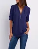 Femmes Blouses Chemises Été Automne Casual Col En V En Mousseline De Soie Blouse Femmes Top Camisa Feminina À Manches Longues Noir Blanc Dames Chemise 230726