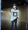 Lüks Giysiler Kadın Tasarımcı Sweaters için Sweater Boş Gayda Örgü Kristal İnci Uzun Kollu Sonbahar Moda Markası Top Bayanlar Yaka Pamuk