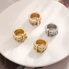 Anillos de boda Cuadrados Anillos de números romanos de moda para mujeres Tres capas de acero inoxidable Banda de bodas Color oro Joyería de lujo Regalo 230726