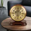 Relojes de mesa, 1 unidad, reloj de mesa de latón de madera maciza, decoración de reloj, escritorio Vintage para el hogar