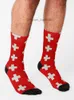 Skarpetki męskie Cool Swiss Cross Flag of Switzerland Socks Funny Men's Socks Z230727