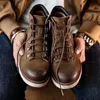 Laarzen maden echte lederen heren enkel laarzen comfortabel warme cowboylaarzen Amerikaans retro outdoor hightop schoenen nieuw in veiligheidsschoenen