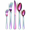 Dinnerware Sets Kitchen Tableware Stainless Steel Cutlery Forks Rose Gold Set Fork Spoons Knives Eco Friendly 5pcs