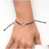 Charme Bracelets Hombres Regalos Boussole Un Pour Vous Moi Chaîne Noire Tressage Couple Bracelet Hommes Femmes Carte Drop Delivery Bijoux Dhqpk