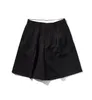 Herr shorts svart korea veckade breda ben byxor mode kvinnor 2023 sommar elastisk midja fickan elegant stil kalvlängd dmy