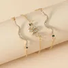 Link Bracelets Women Crystal Charm For Gold Color Beaded Chain Butterfly Shell Bracelet Jewelry Gift Summer