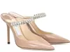 Kända märken Sandaler Kvinnor Pumpar Bing Slipper High Heels Crystal Straps Stiletto klackar Sexiga spetsiga tåfest bröllopskor EU34-43 med låda