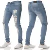 EBAIHUI Mens Designer Jeans Ripped Skinny Slim Élastique Denim Fit Biker Jeans Mode Zipper Rippe Long Pants336V