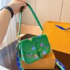 2023 Designer Tas Vrouwen Bakken Winkelen Messenger Borduren Afdrukken Lederen Handtas Dazzling Flower Baguette 25Cm