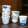 Cups Saucers Handmade Blue And White Porcelain Tea Cup Ceramic Hand-Painted Master Creative Water Mug Office Teacup Drinkware