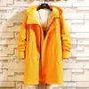 Men's Jackets Mid Length Slim Fitting Windbreaker Hooded Loose Casual Jacket Personality Solid Color 2023 Autumn