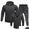 Men'S Tracksuits Sweatpants And Hoodie Set Tracksuit Men Hooded Sweatshirt Pants Plover Suit Casual Clothes Drop Delivery Apparel Me Dhbnq