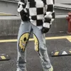 Męskie dżinsy Nieregularne zerwane dżinsy dżinsy dżinsowe pres kobietę prosta patchwork workowate chłopak Y2K punk Kpop Harajuku streetwear Hip Hop 230727