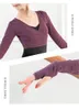 Stage Wear Woman Ballet Wrap Tops Knitted V Neck Long Sleeve Dance Shirts Bandage Adults Dancewear Training Costumes