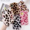 Casos de telefone celular moda pelúcia cabelo pele telefone casos para iphone 14promax 14 14pro 13pro 13 12 12pro max x 8 7 6s mais leopardo fofo macio tpu capa z230728