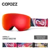 Lunettes de ski COPOZZ Lunettes de ski d'hiver magnétiques Protection UV400 Lunettes de ski anti-buée Homme Femme Kit étui à lentilles transparentes Lunettes de snowboard 230726