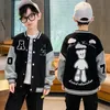 Jackets Spring Autumn Boys Contrast Alphabet Cartoon Varsity School Kids Outfit Tops Child Singlebreasted Sport Coats 314 Yrs 230726