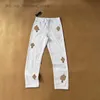 Jeans pour hommes 2023 Designer Make Old Washed Chrome Straight Pantalon Heart Prints Long 1 5YX6