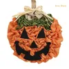 Flores decorativas guirlanda de halloween para porta da frente do lado de fora abóbora de outono pendurado guirlandas colheita decoração de parede de jardim de ação de graças