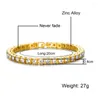 Lien Bracelets 4mm Cubique Zircone Tennis Bracelet Glacé Chaîne Pour Femmes Hommes Or Argent Couleur CZ Bijoux