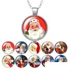 Collane Con Ciondolo Buon Natale Regalo Di Babbo Natale Collana Rotonda 25Mm Cabochon In Vetro Colore Argento Gioielli Donna Festa Di Compleanno 50Cm Dro Dhrzu