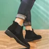 Мужские роскошные мода Chelsea Boots Black Trend Leadse Leather Shoes Cowboy Spring Owum