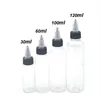 100pcs e liquid 30ml 60ml 100ml 120ml pet blastic dropper bottles fottles pen bottle unicorn bottion with Off Caps T2008193126