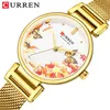 Nouveau CURREN Montres En Acier Inoxydable Femmes Montre Belle Fleur Conception Montre-Bracelet pour Femmes D'été Dames Montre À Quartz Clock308T