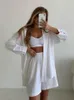 Mulheres duas peças calças verão terno camisa e conjuntos curtos cor sólida casual algodão linho blusa shorts roupa feminina 230727