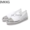 Dress Shoes European Famous Brand Round toe Crystal Shoes Woman Genuine Leather Creepers Flats Ladies Loafers White Leather Moccasins F90278 J230727
