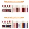 الشفاه الشفاه Qi 12pcs Lipstick Lipstick مجموعة مقاومة للماء طويلة الأمد في المخملية العارية Red Gloss Tint Makeup Cosmetic Lipgticks Lipgloss 230726