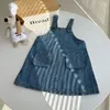 Fille robes solide salopette robe Denim fronde printemps vêtements externes enfants mode mince décontracté Double poches