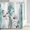 Rideaux de douche bleu sarcelle grande marguerite florale et papillon rideau de douche turquoise salle de bain rideau étanche salle de bain décoration avec crochets 230727