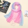 Halsdukar fast färg chiffong georgette halsduk kvinnor foulard gradient sjalar ombre elegant lång sjal hijab sommarsol skyddsstol