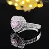 Cluster Rings 2023 Trendy Heart S925 Sterling Silver Bride Wedding Ring Set For Women Lady Anniversary Gift Jewelry Wholesale