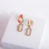 Party Ear Loop Women Crystal Earrings with Box Letter Diamond Stud Hollow Personality Eardrop for Gift