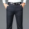 Мужские брюки Новый бизнес повседневной костюмы Мужчина Сплошная высокая талия офисные офисные брюки Мужчина Классический стиль Классический костюм Длинные брюки плюс размер L230727