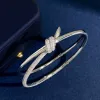 t Armband Luxe Bangle Knoop Designer Sieraden Dubbele Lijn Touw Dames Minderheid 18k Goud Zilver Shining Crystal Diamond Bangles Party Gift H6J4