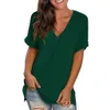 Blusas femininas camisas 3xl 5xl túnica de verão com decote em v tops manga curta camisa casual sweatd camisa primavera blusa feminina elegante plus size roupas top mujer 230726