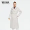 T-shirt Miegofce 2023 Ny vårens hösten enkel lång kvinnors quiltade jacka Doublebrasted Lapel Women's Coat Casual Parka C23601